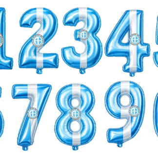 Kit Imprimible Globos Números Equipo Fútbol Belgrano Cameo